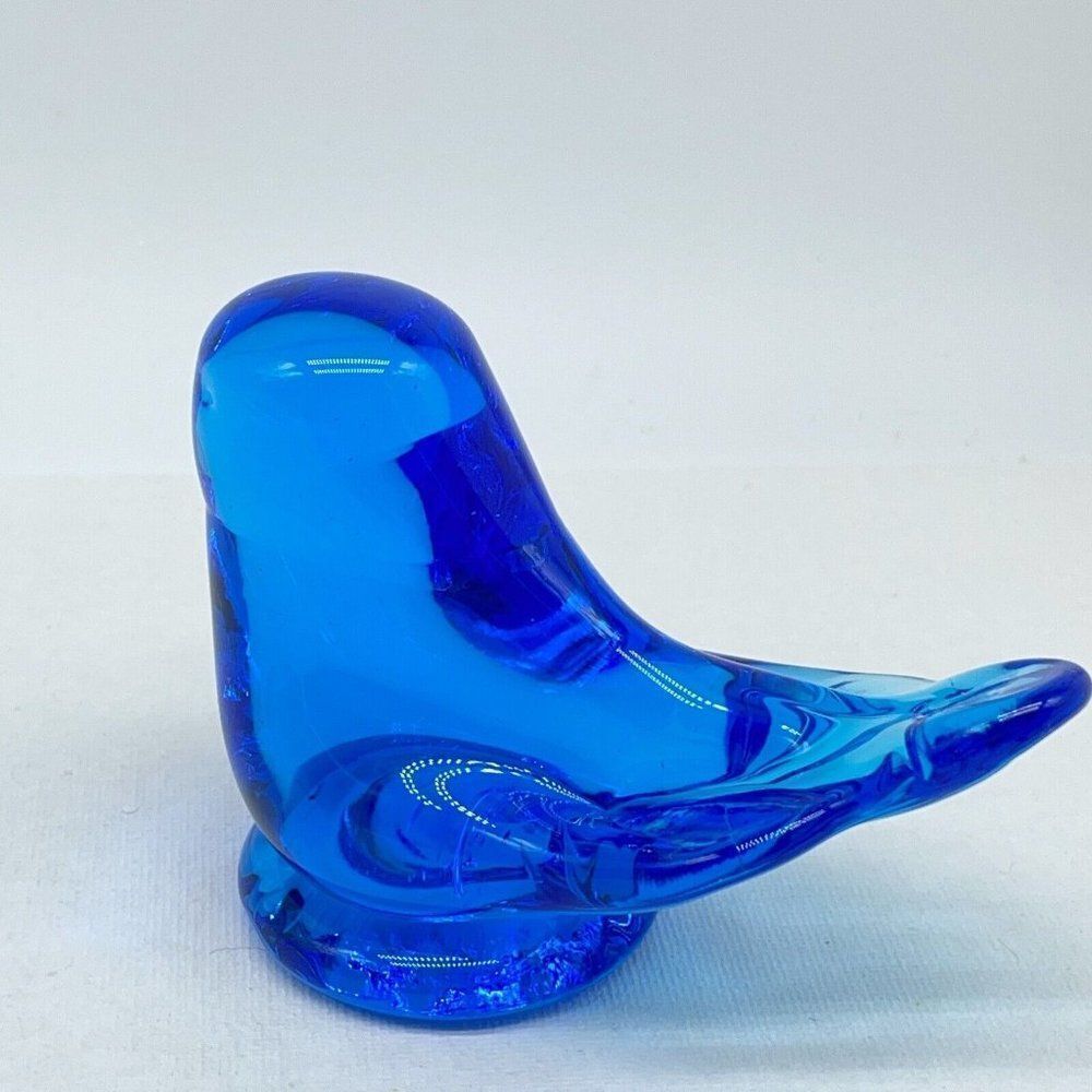 Bluebird Of Happiness Blue Bird Art Glass Figurine 2.75" Signed Leo Ward 1993 - Picture 4 of 8